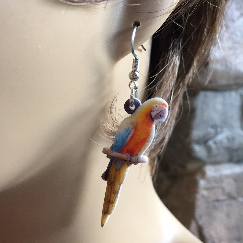 Parrot Acrylic Earrings - Picture 3 of 7